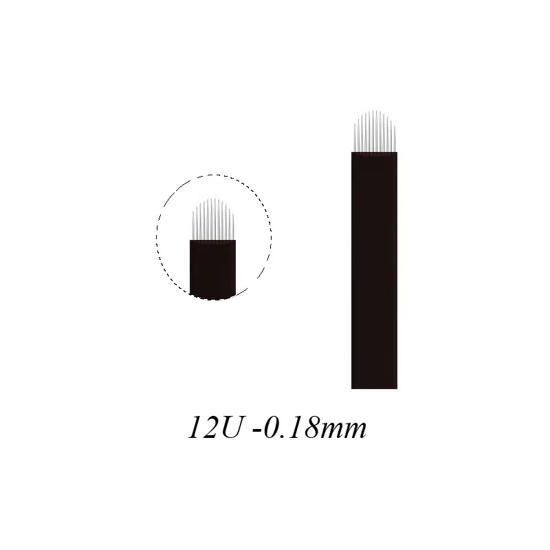 

12 U Shape 0.18mm Disposable microblading needles Eyebrow Permanent Makeup Needle Embroidery Arc Blade 12 Curved Needles