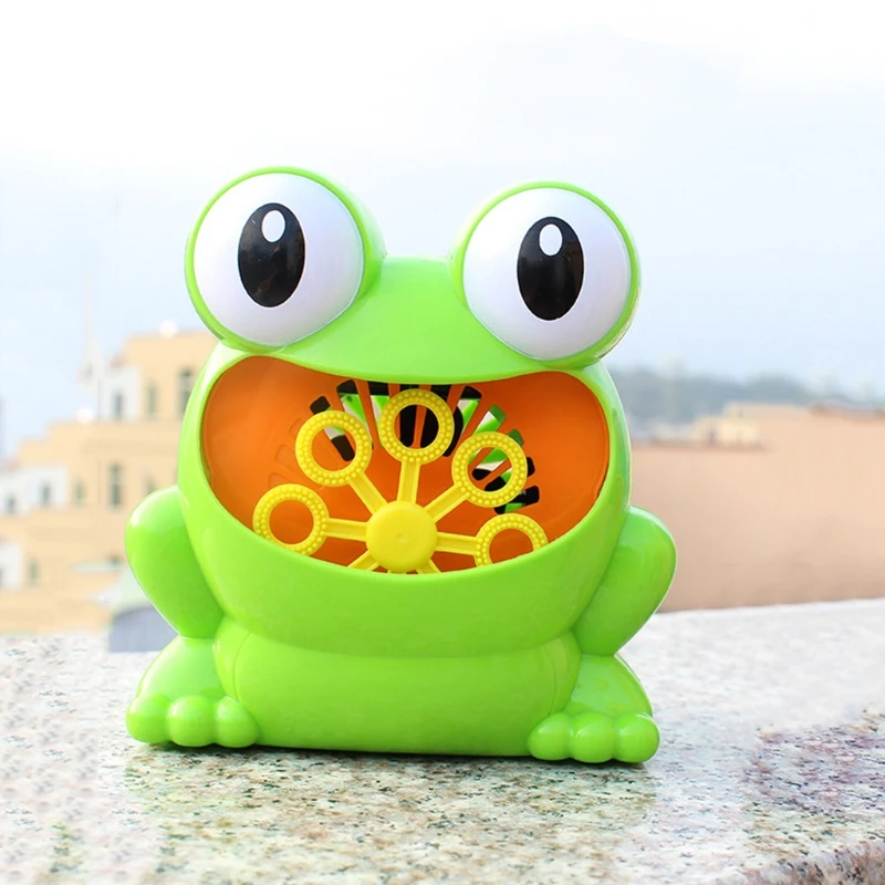 

T5EC 1PC Bubble Maker Beach Toy for Kids Electric Toy for Toddlers Frog Hippo Bubble Stick Wand Musical Blower for Wedding