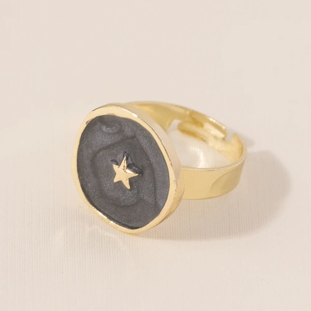 

Enamel Shining Love Moon Lightning Round Rings For Teen Girls Women Adjustable Couple Rings Elegant Fashion Party Jewelry Gifts