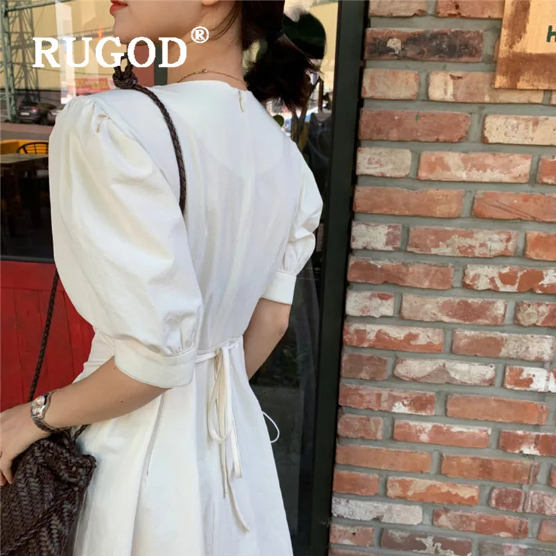 RUGOD корейское платье с пышными рукавами для женщин 2020 летнее кружевное длинное