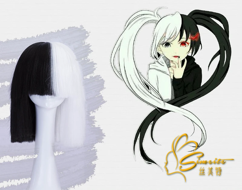 Аниме данганронпа парик Монокума Косплей Костюм Dangan Ronpa женщины мужчины короткие