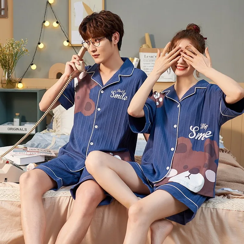 

Пижама женская, хлопок, короткий рукав, с отворотами