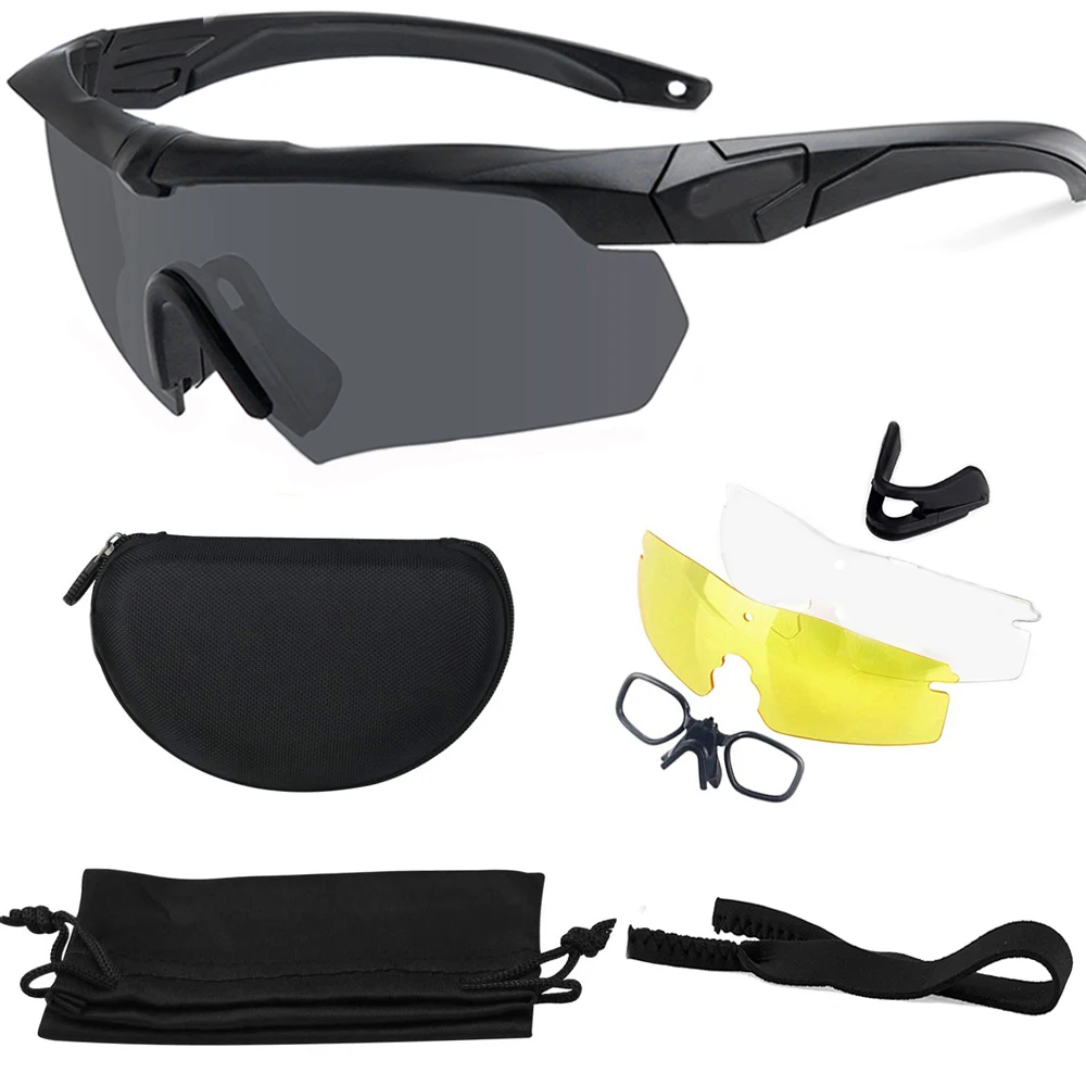 

Очки для велоспорта на открытом воздухе охоты тактические пуленепробиваемые очки многофункциональные очки для альпинизма рыбалки три пар...