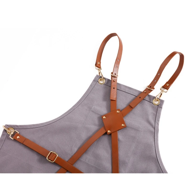 

K3NA Casual Canvas Kitchen Cooking Aprons for Women Men Chef Apron with Pockets Waterdrop Resistant Grilling BBQ Work Aprons