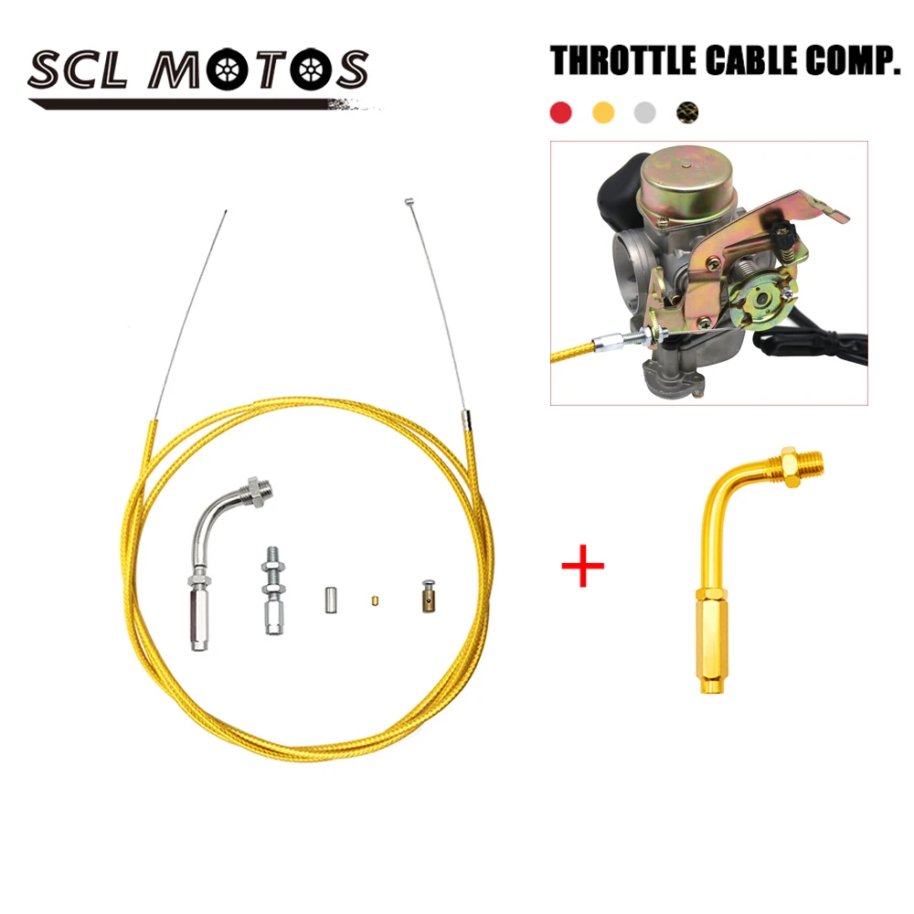 SCL MOTOS 190cm Motocycle Motocross Throttle Cable Nylon Braided Pipe 90° Accelerator Adjuster Screw For Honda For Yamaha