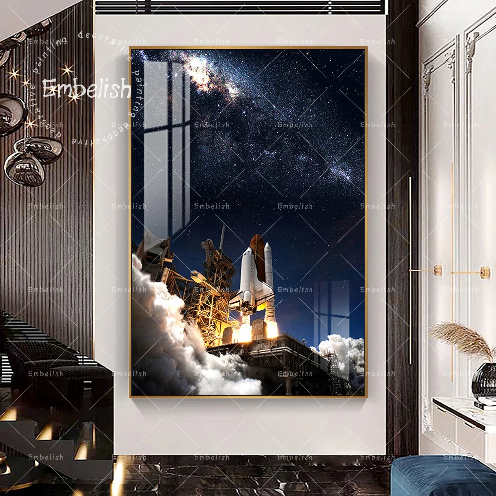 

Embelish Rocket Is Taking Off Into Sky Landscape Wall Art Pictures For Living Room Modern Home Decor Posters HD Canvas Paintings