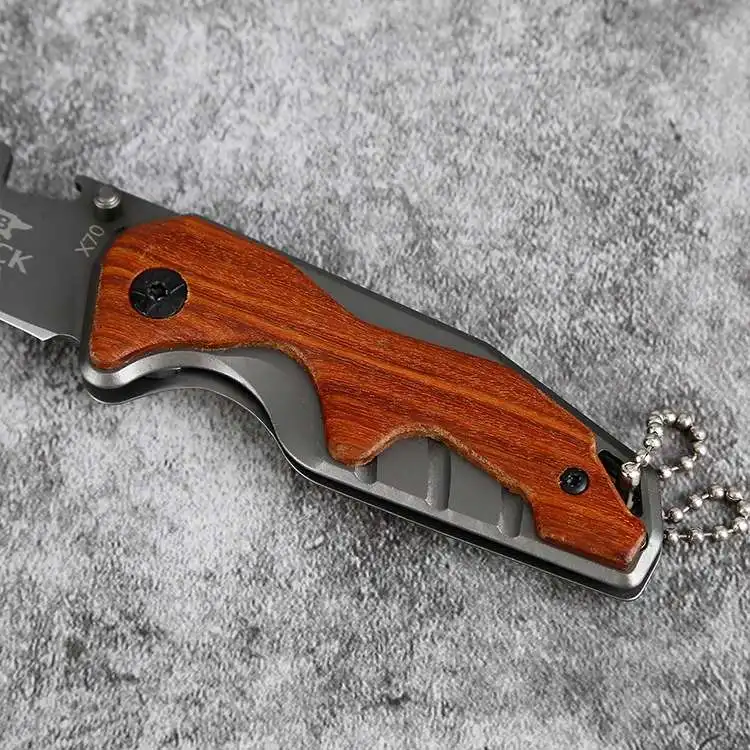 Охотничий складной нож с лезвием из стали и древесной ручкой 55HRC | Инструменты