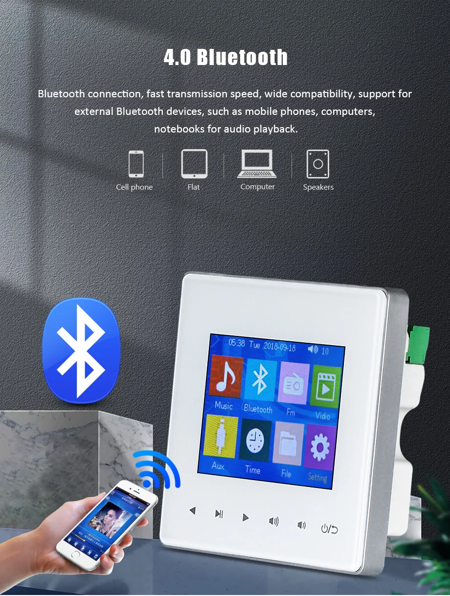 Oupushi AG-3 домашний усилитель Bluetooth цифровой стерео усилитель в стену усилитель с сенсорным ключом