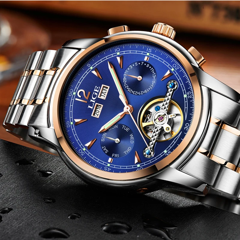 Relojes LIGE Мужские автоматические механические Спортивные часы мужские роскошные