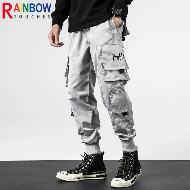 

Брюки-карго Rainbowtouches мужские спортивные, Модные свободные штаны для тренировок, бега, фитнеса, однотонные, несколько карманов