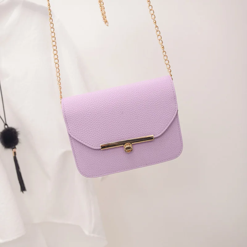 Purple Новинка, женская сумка, модная Корейская версия, сумка на плечо, сумка на цепочке, милая женская сумка, одноцветная сумка на плечо - Цвет: Purple