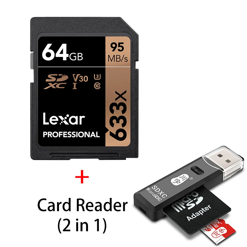 Lexar 633X sd-карта 32 Гб 128 Гб 64 Гб 256 ГБ 512 Гб 16 Гб класс 10 U1/U3 V30 карта памяти 32 64 128 ГБ Флэш-карта SD памяти SDXC SDHC - Емкость: SD633X-064G-C296