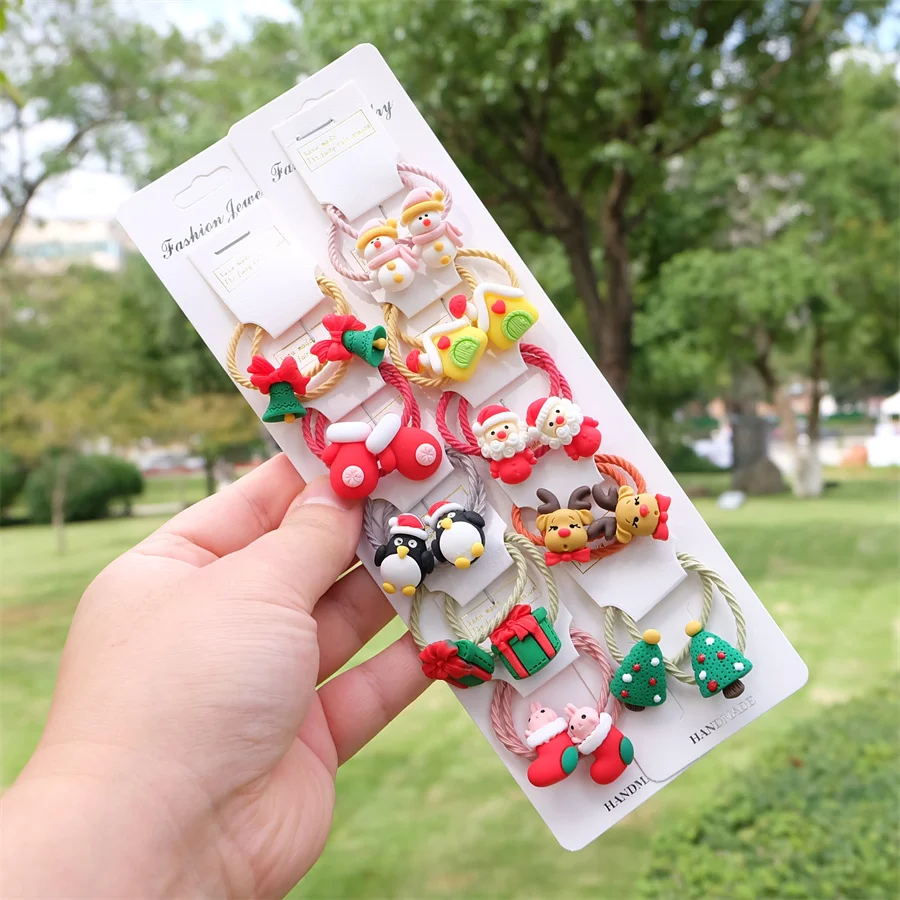 Новогодняя елка снежный человек лось держатель для конского хвоста резинки