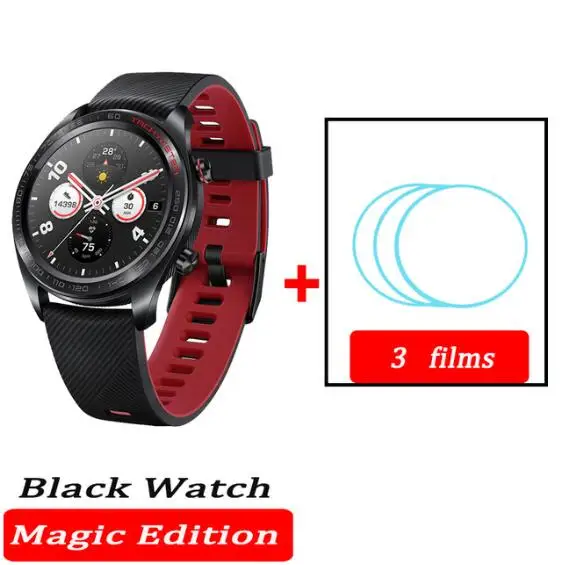 Black n film Huawei Honor Watch Magic, водонепроницаемые, gps, NFC, для работы, 7 дней, напоминания о сообщениях, пульсометр, трекер сна, экран 1,2 дюйма - Цвет: Black n film
