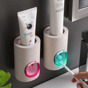 Automatic Toothpaste Dispenser Dustproof Toothbrush Holder Wall Mount Home Bathroom Accessories Set Toothpaste Squeezer