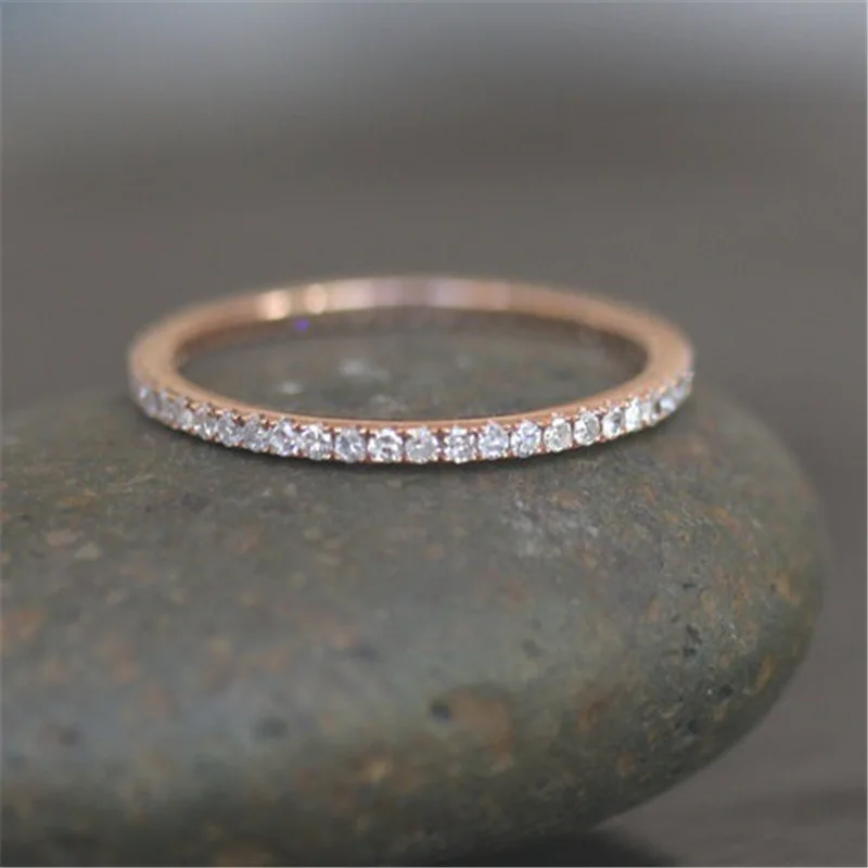 Корейские однорядные циркониевые кольца Женские Простые розовое золото