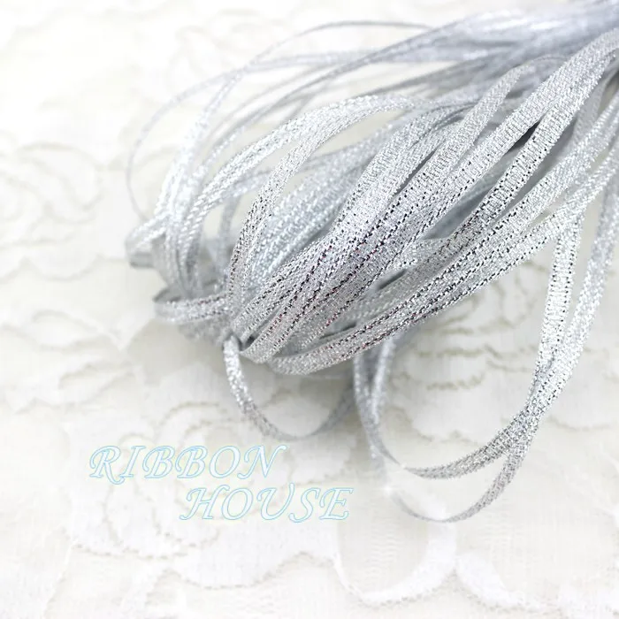3mm silver onion 3 мм цветная лента для лука, блестящая вышитая лента для свадебного торта, подарочная упаковка для рукоделия, товары для декора(10 м/лот - Цвет: 3mm silver onion
