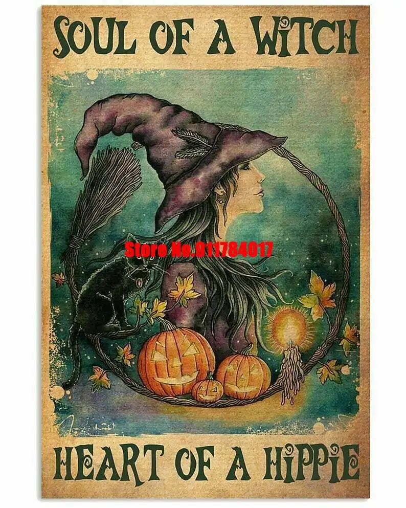 Металлическая вывеска котенок Черный кот искусство Хэллоуин металлические