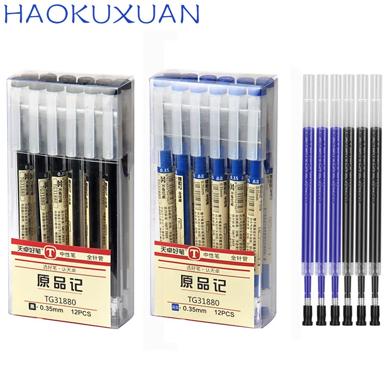 

0.35mm Fine Gel Pen Blue/Black Ink Refills Rod For Handle Marker Pens School Gelpen Office Student Writing Drawing Stationery