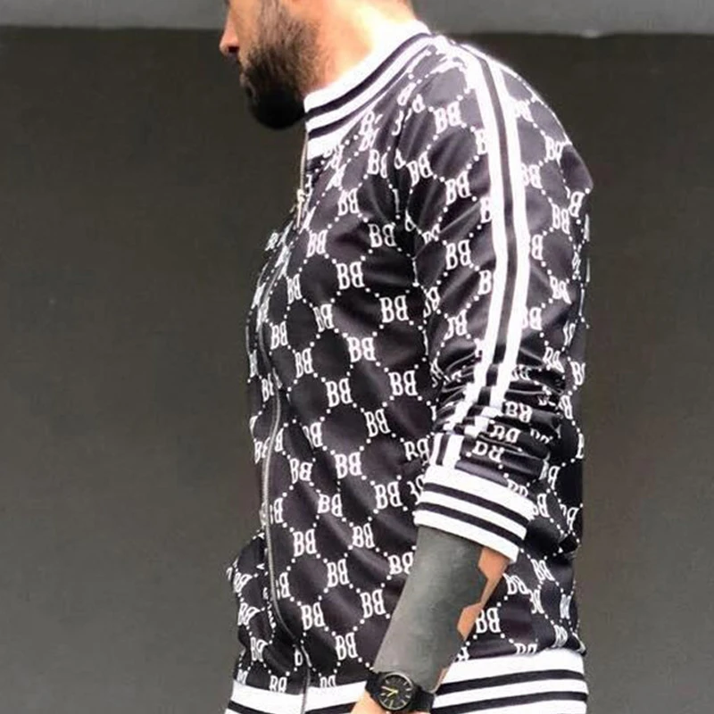 

New BB plaid Men Zipper Jackets Autumn Tracksuit High quality Sweatshirt Fashion Man High Street Jacket Casual Stand Collar top