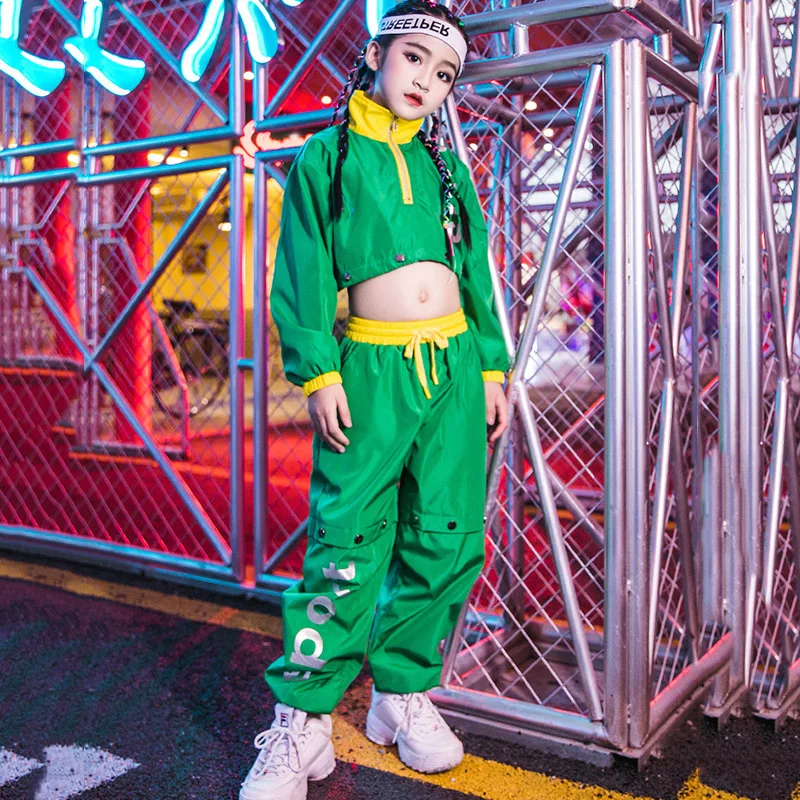 Новое платье для девочек в стиле хип-хоп Детские костюмы Зеленый джазовая