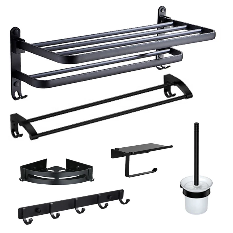 50 см матовые черные двойные Вешалки для полотенец вешалка ванной комнаты