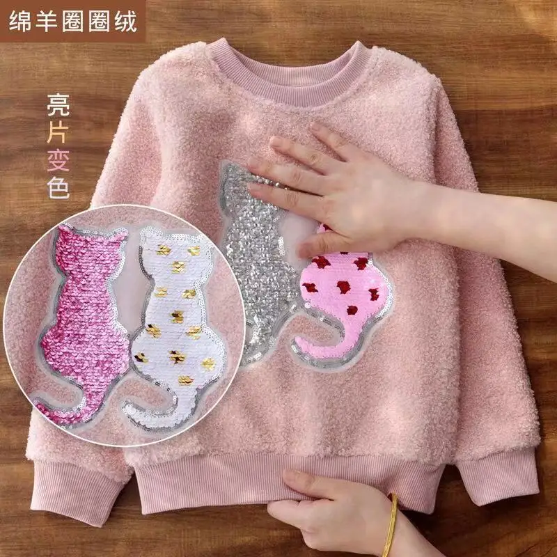 Флисовый свитшот для девочек модный плотный плюшевый теплый топ пуловер с