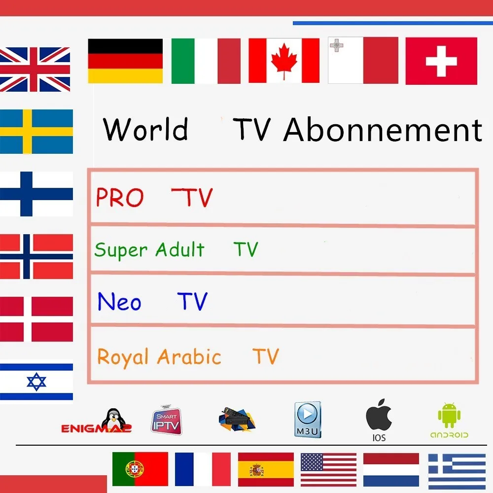 X96mini мир ТВ Abonnement Android TV box Nordic голландский Франции Испании шведского языка для