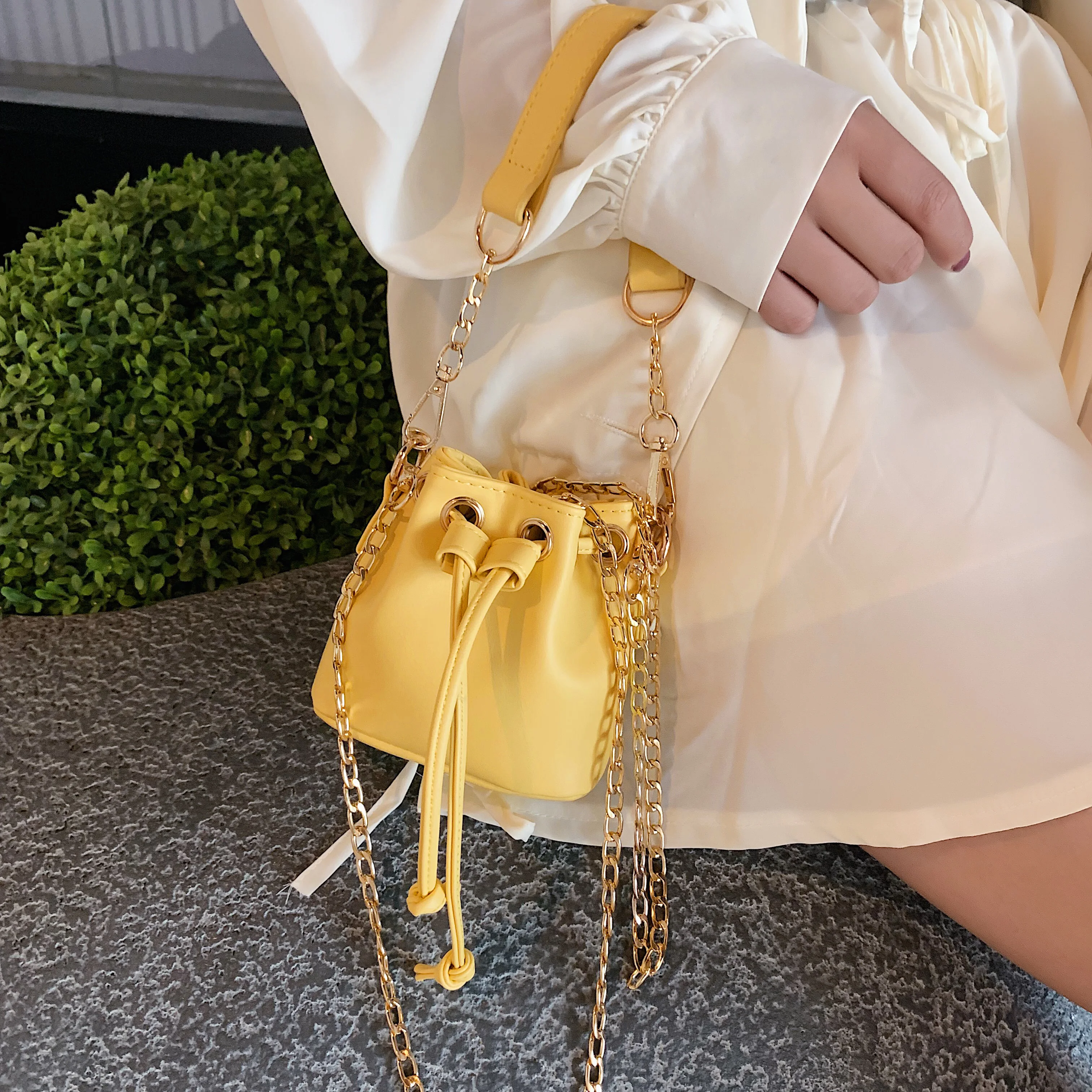 

Mini Pu Leather Bucket Bags For Women 2020 Chain Crossbody Bags Female Shoulder Simple Bag Ladies Lipstick Organizer