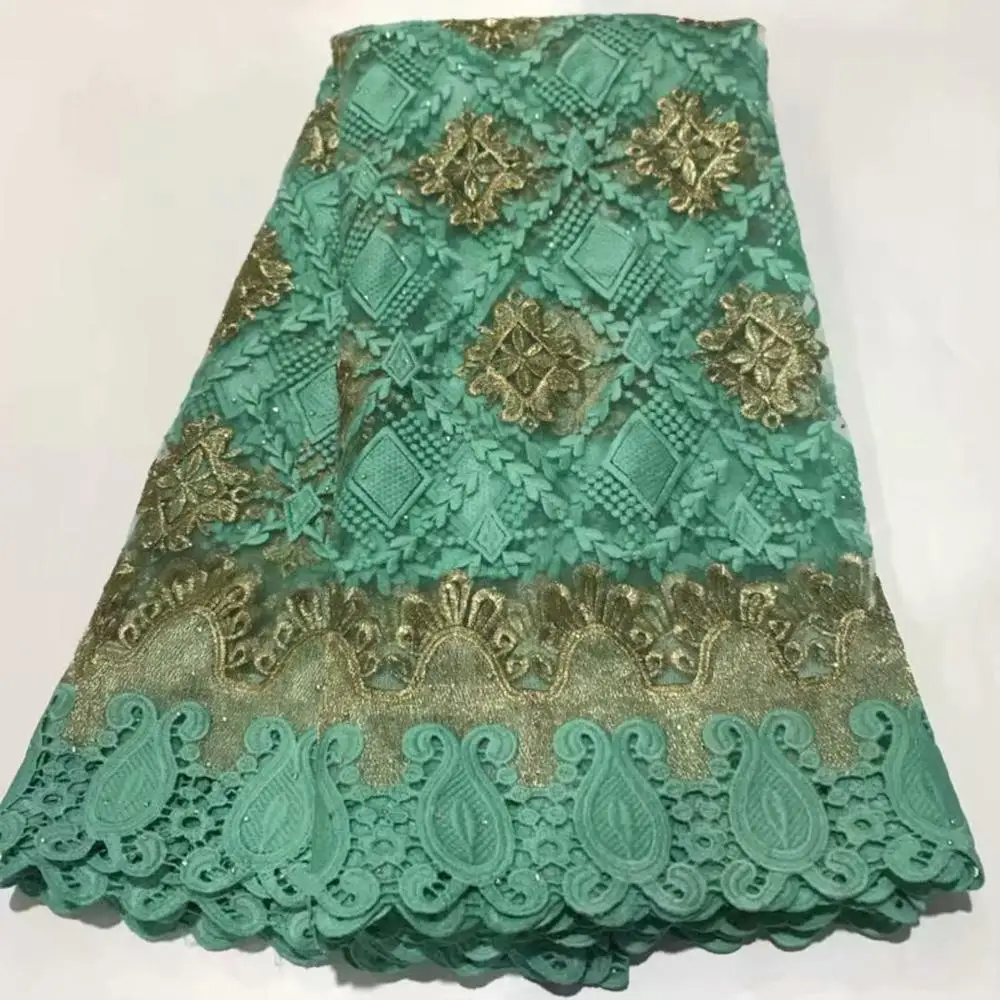 high quality green nigerian lace fabric for women dress african tulle with 5yards per FT38 | Дом и сад