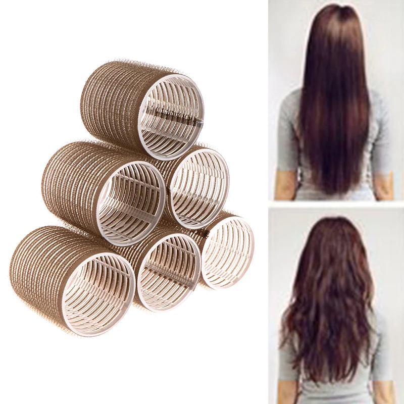 6 Pcs/lot Self Grip Rollers Cling Stick Hair Curler Curls Wave Styling Salon Tool Hairdressing Home Use Roll Curler Beauty Tool images - 6