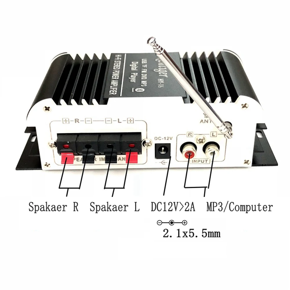 Стерео усилитель Мини Bluetooth TF USB аудио Hi-Fi мощности для дома автомобиля |