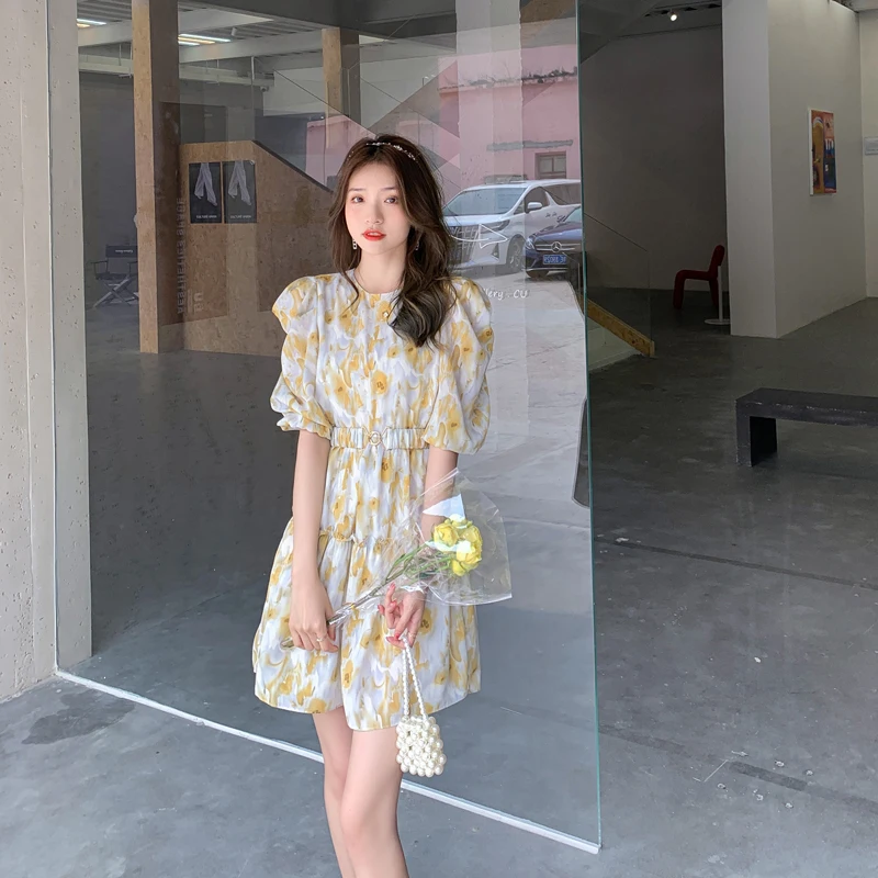 

summer dress French style floral chiffon dress 5815#