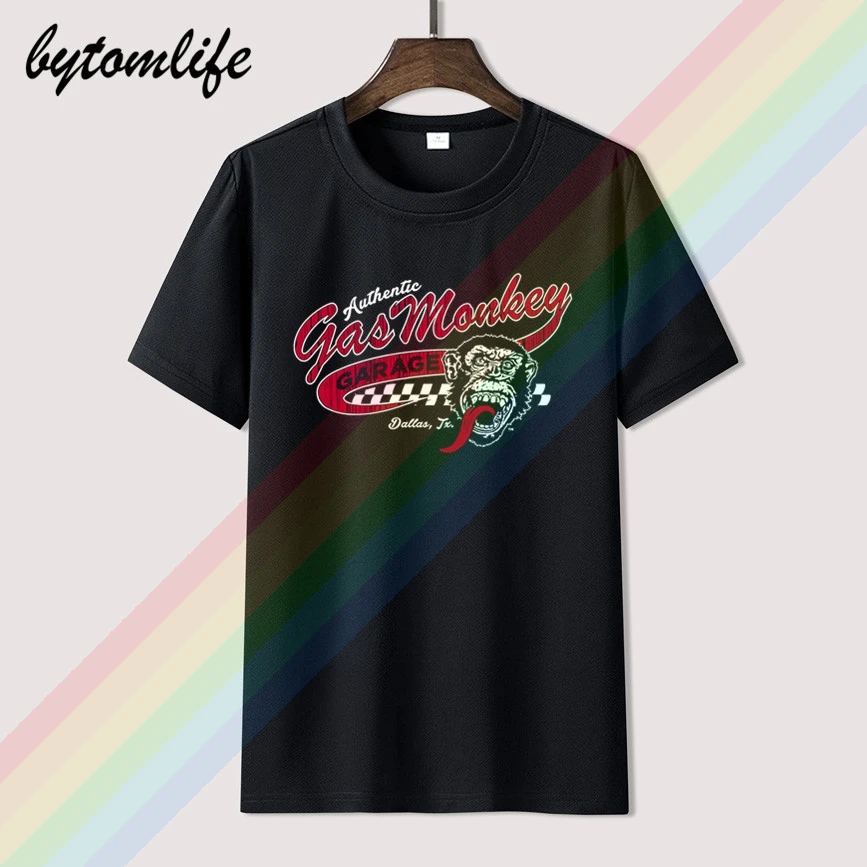 Футболка мужская с принтом газа хлопковая коротким рукавом в стиле ретро принт