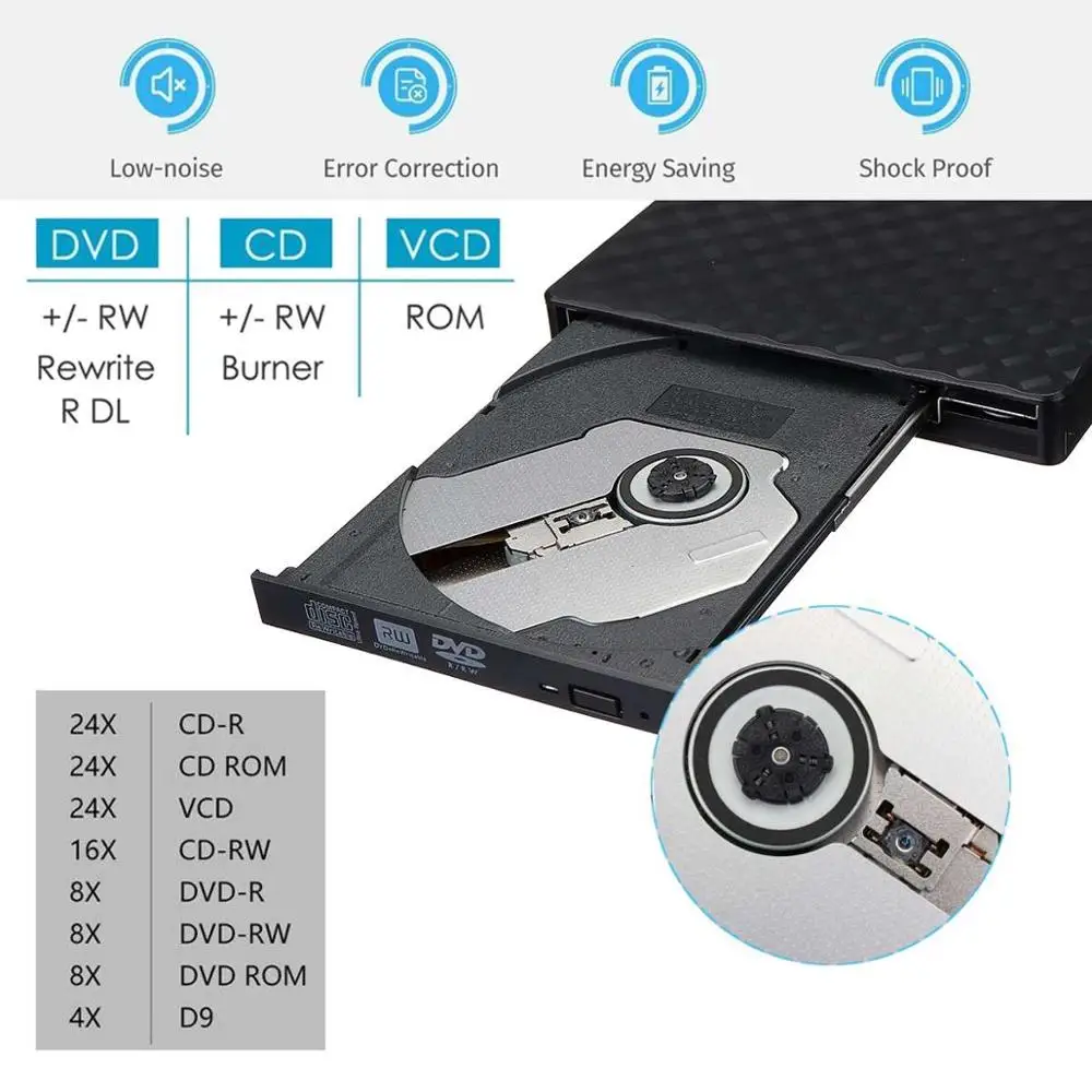 USB3.0 DVD RW CD писатель тонкий оптический привод горелки ридер плеер лоток тип
