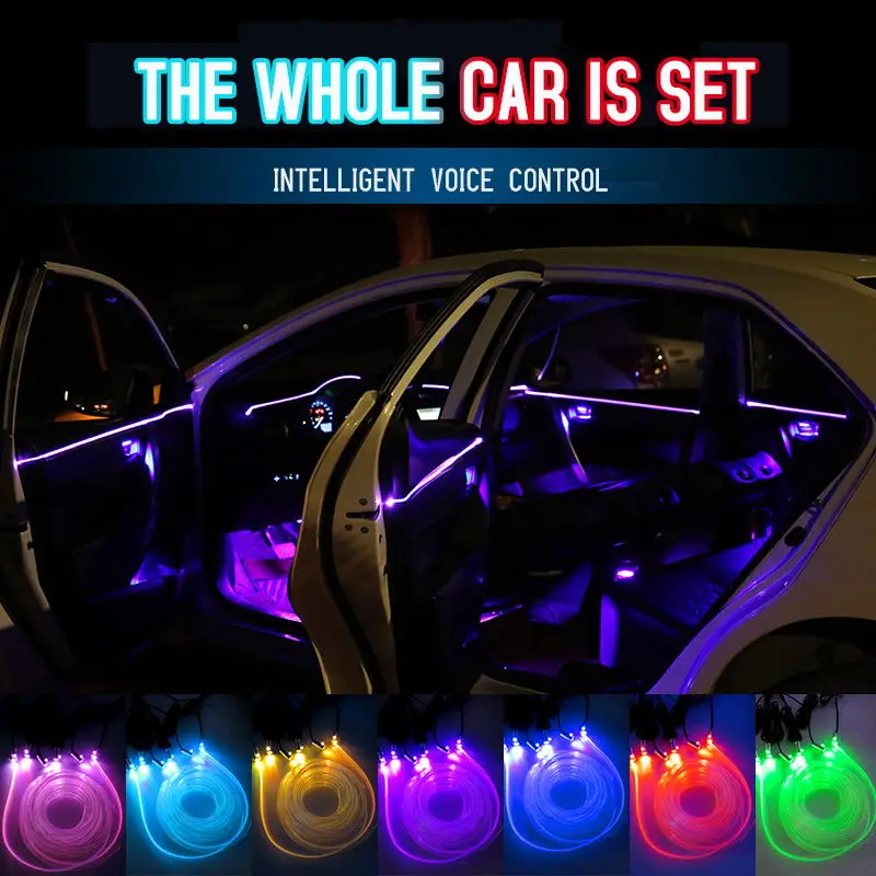 

Led Car Interior Decorative Lighting Backlight RGB Multiple Modes App Sound Control Mood Lamp Bar Auto Ambient Neon Light Strip