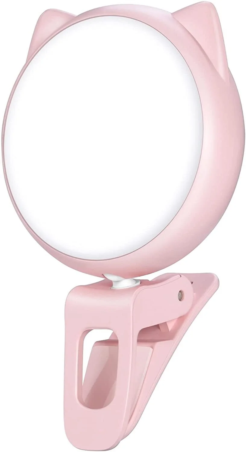 

Selfie Clip on Ring Light, Mini Rechargeable 9 Level Adjustable Brightness Light with 32 LED, 2-8 Hours, USB Flash Lighting for
