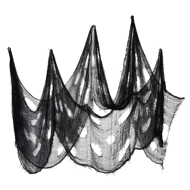 

Halloween haunted house decoration black gauze Ghost Festival gauze rag Bar Party thin net hole cloth door curtain