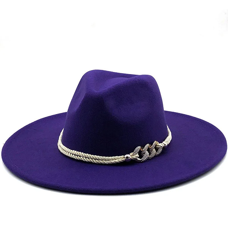 

Big Black/white Wide Brim Simple Church Derby Top Hat Panama Solid Felt Fedoras Hat for Men Women artificial wool Blend Jazz Cap