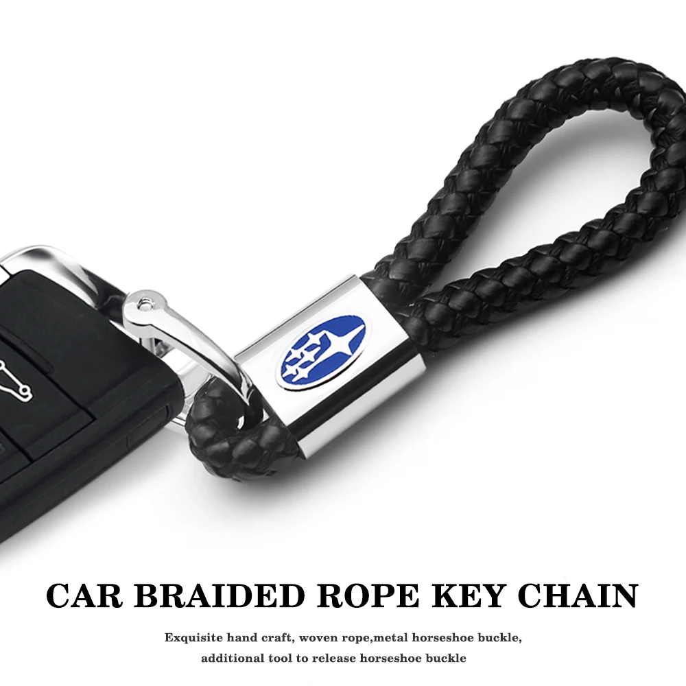 

Car Styling Keychain Leather Handwoven Rope Keyring Accessories Men Women Gift For Subaru Forester Human Lion XV Impreza WRX STI