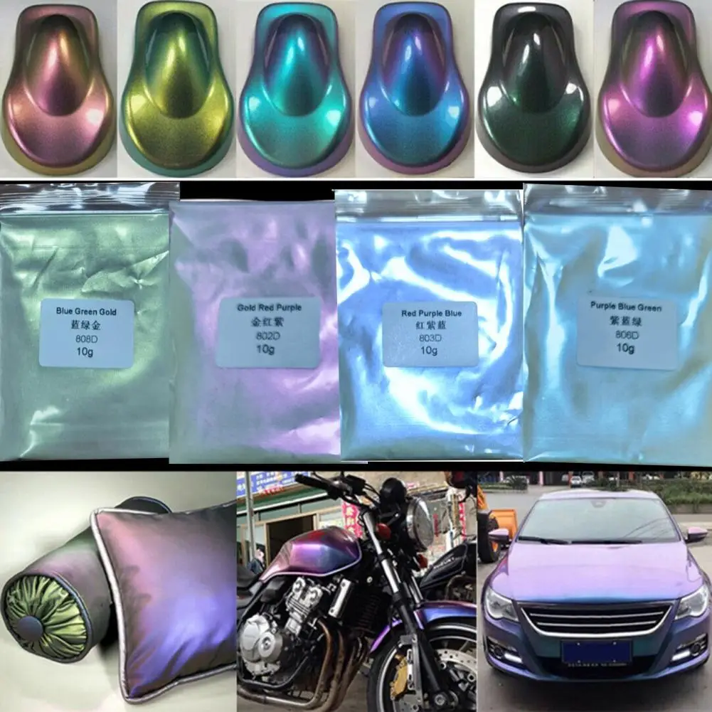 

4 Colors Car Chameleon Pigments Decoration Pearlescent DIY Manicure Supplies Long Lasting Nail Art Powder for Nail
