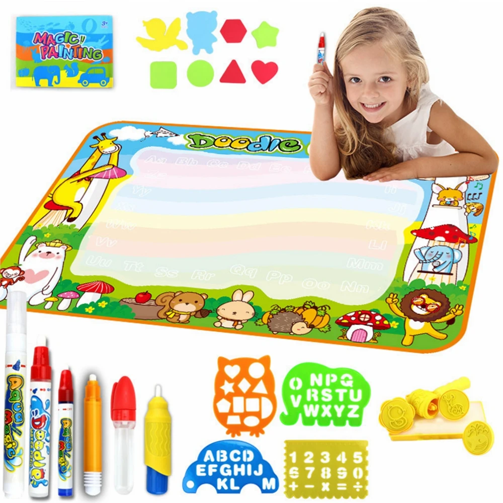 

Montessori Toys Magic Water Drawing Mat Coloring Doodle Mat with Magic Pens Painting Board Educational Toys for Kids