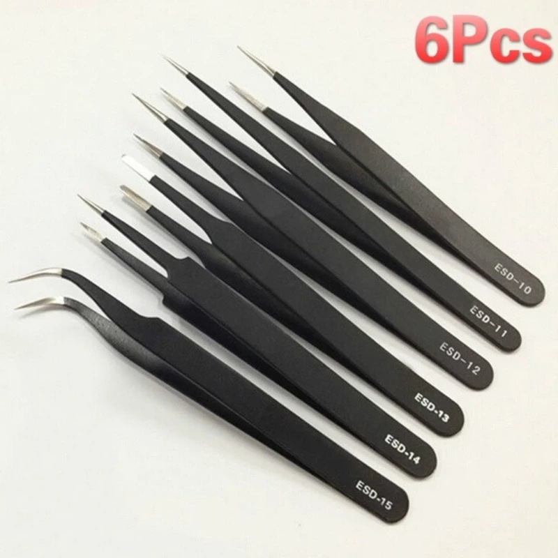6 шт. антистатические пинцеты из нержавеющей стали | Инструменты