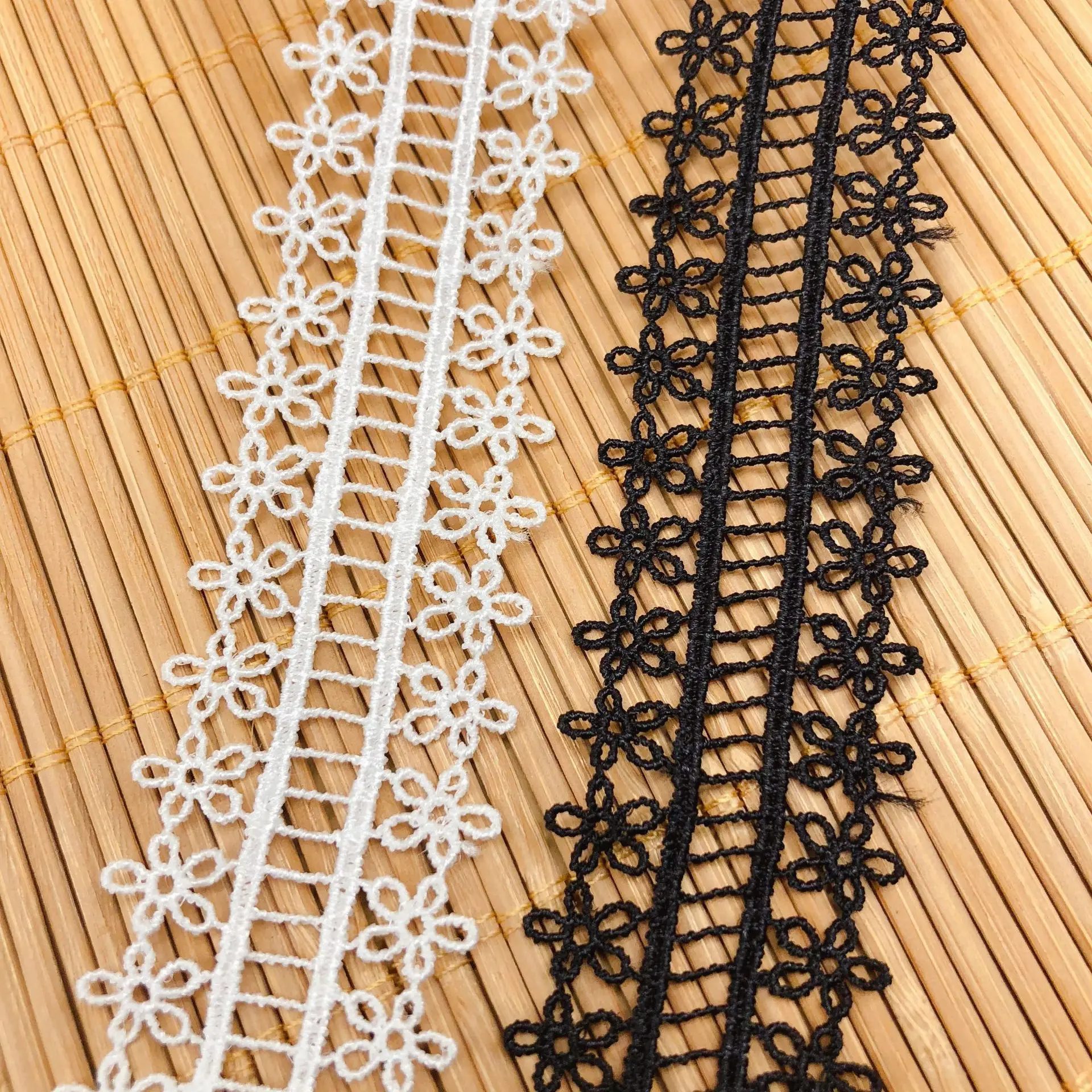 Черно-белые вышитые сетчатые кружевные тканевые Обрезанные ленты для рукоделия |