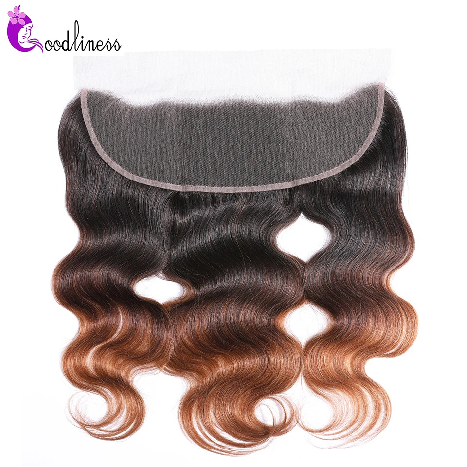 

T1B/4/30 Three Tone Color Bleached Knots Ombre 13x4 Ear To Ear Lace Frontal Closure Brazilian Body Wave Ombre Human Hair Frontal