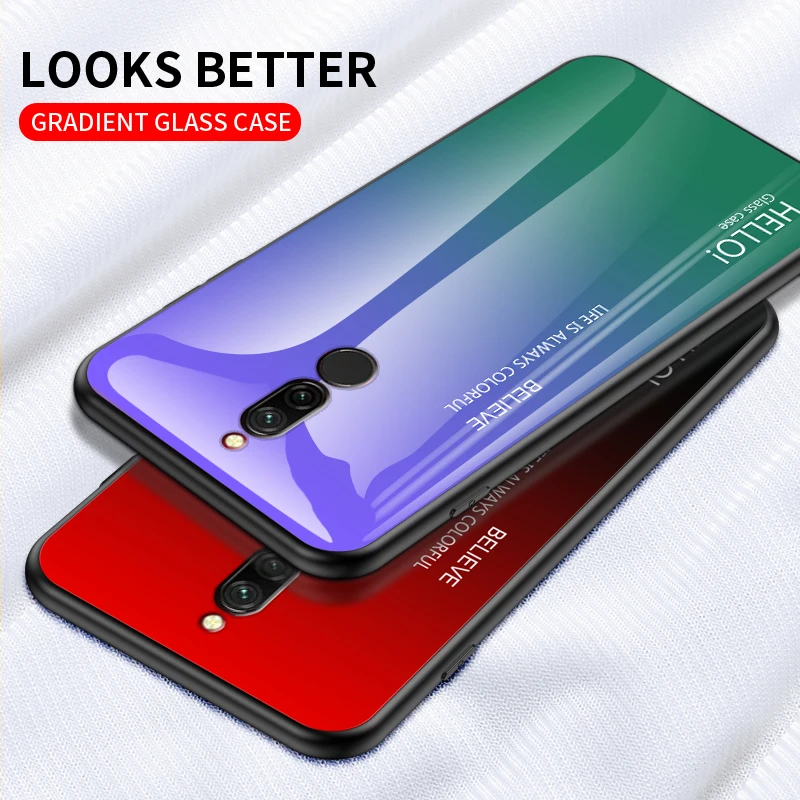 Для Xiaomi Redmi Note 5 6 Pro 6A 7 Чехол градиентное закаленное стекло чехол для Mi 8 A2 Lite A1 9 Mi8 Mi6