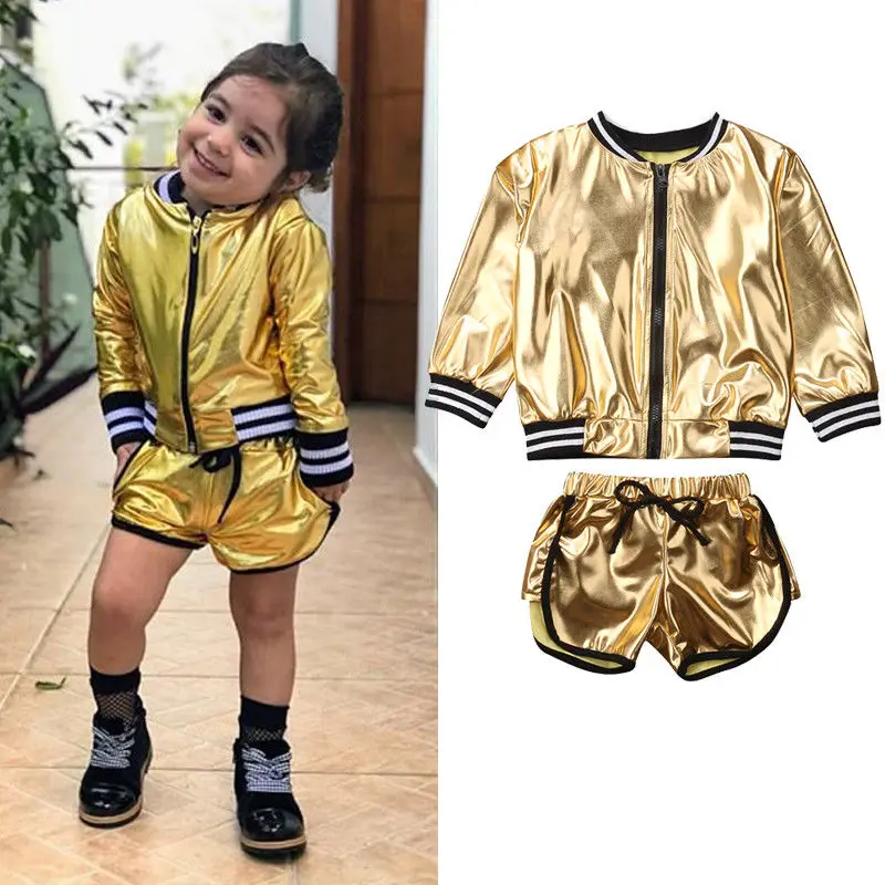 

AA Toddler Clothes Set Kids Clothing Sets Autumn Girls Zipper Jacket Long Sleeve Tops Shorts Children Clothing Set Girls