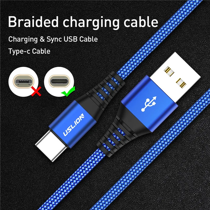 USB Type C кабель USLION 3A для xiaomi redmi k20 pro мобильный телефон быстрая зарядка устройства