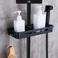 shower storage rack holder practical pole organizer black shower shampoo tray single tier bath shelves with shower head holder