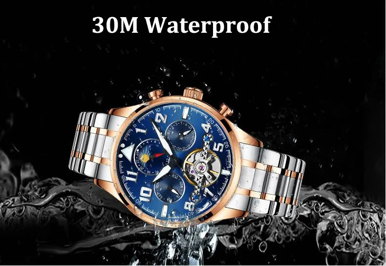 AILANG Tourbillon часы мужские модные автоматические мужские s часы лучший бренд класса люкс повседневные из нержавеющей стали водонепроницаемые механические часы мужские
